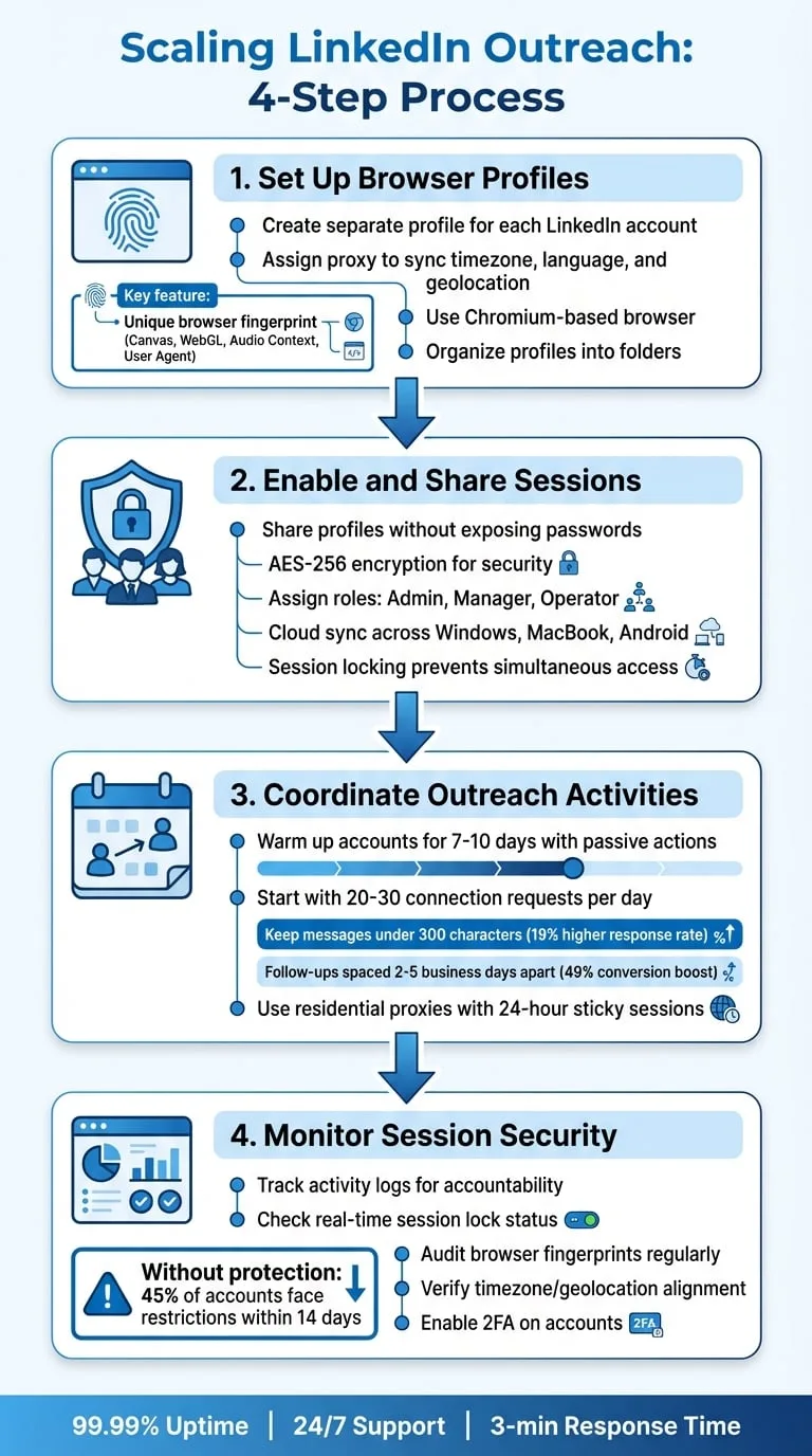 Scaling LinkedIn Outreach with Session Sharing