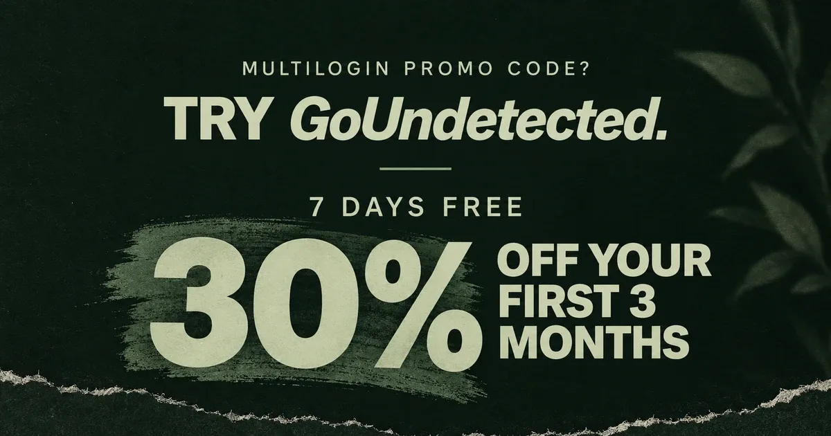 GoUndetected switching-offer editorial cover: seven days free and thirty percent off the first three paid months.