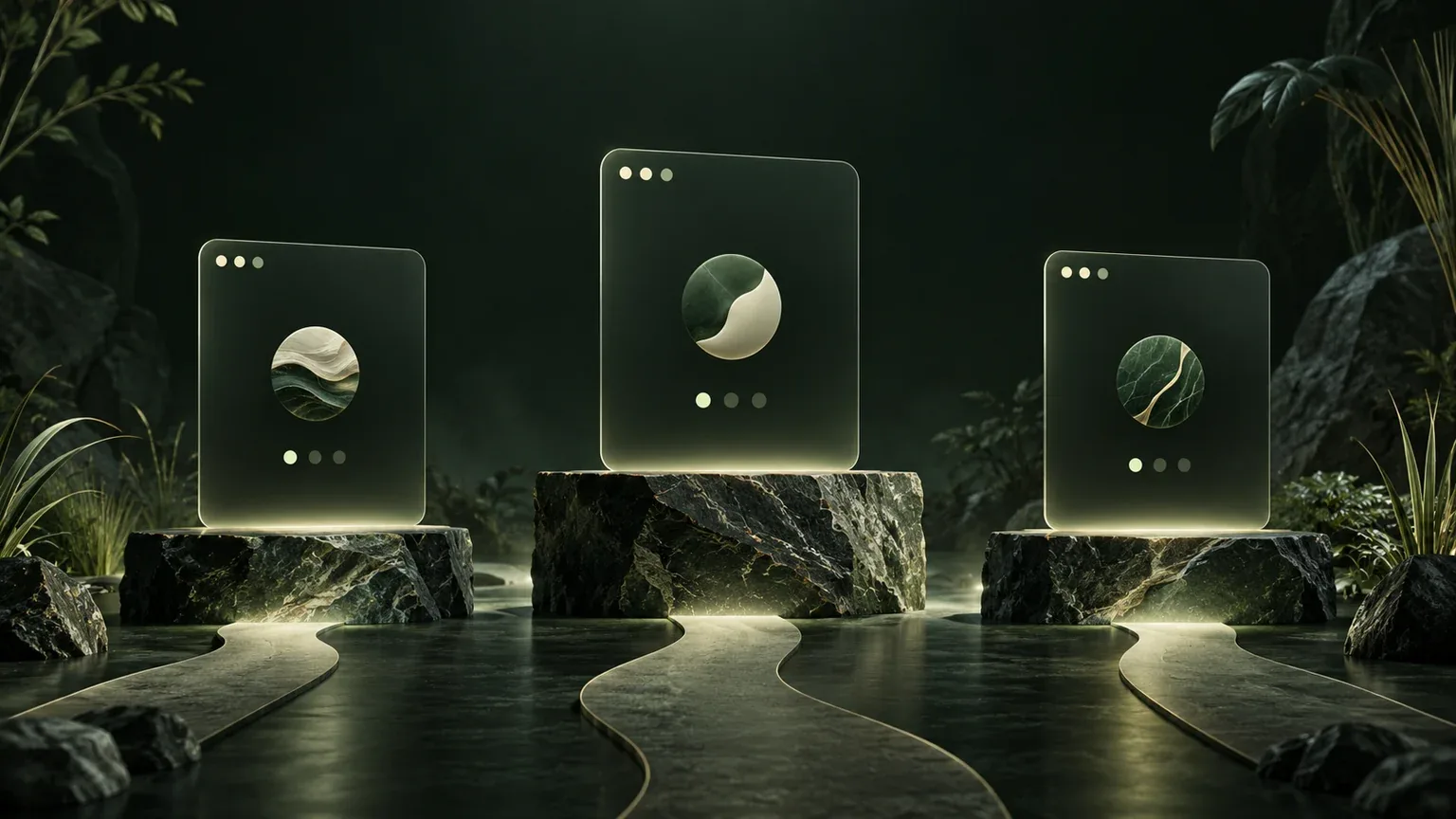 Conceptual illustration of three separate browser profiles with independent paths and saved identities.